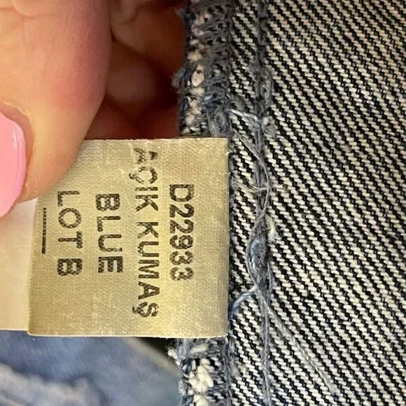 River Island Women’s Blue Denim Jacket Distressed Frayed Edges Long Sleeve - Picture 5 of 5